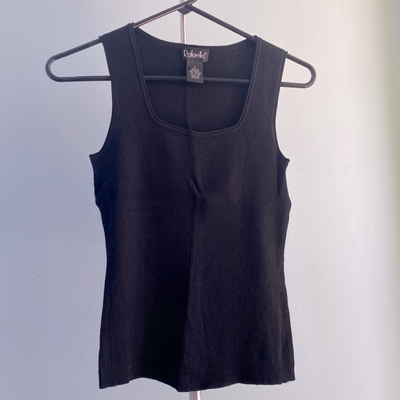Black ribbed square-neck tank. - Picture 1 of 3